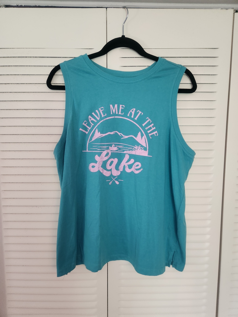Maurices Teal Tank Top with Pink Lake Graphic